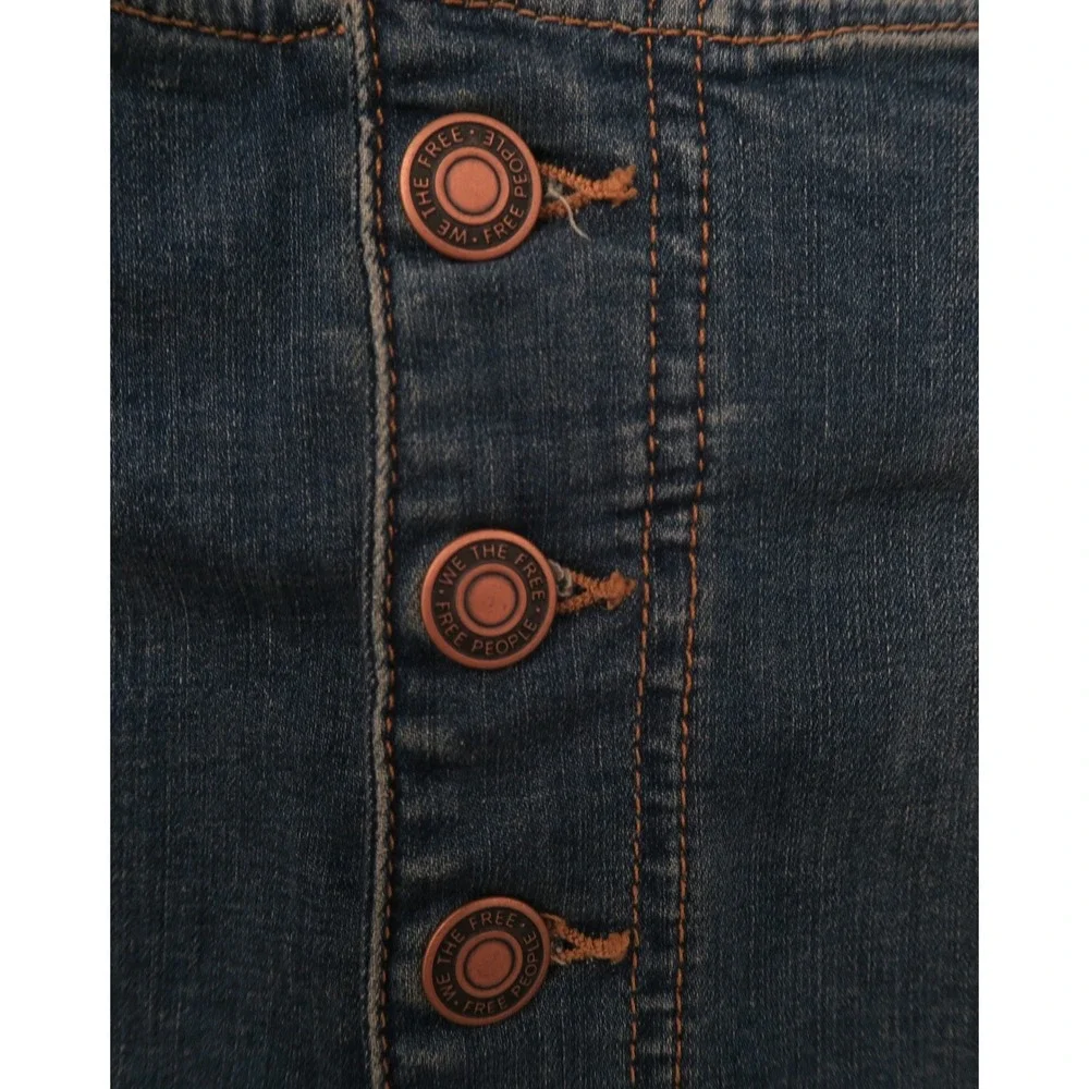 We The Free Free People Crvy Oasis High Rise Button‎ Fly Denim Shorts Blue 35